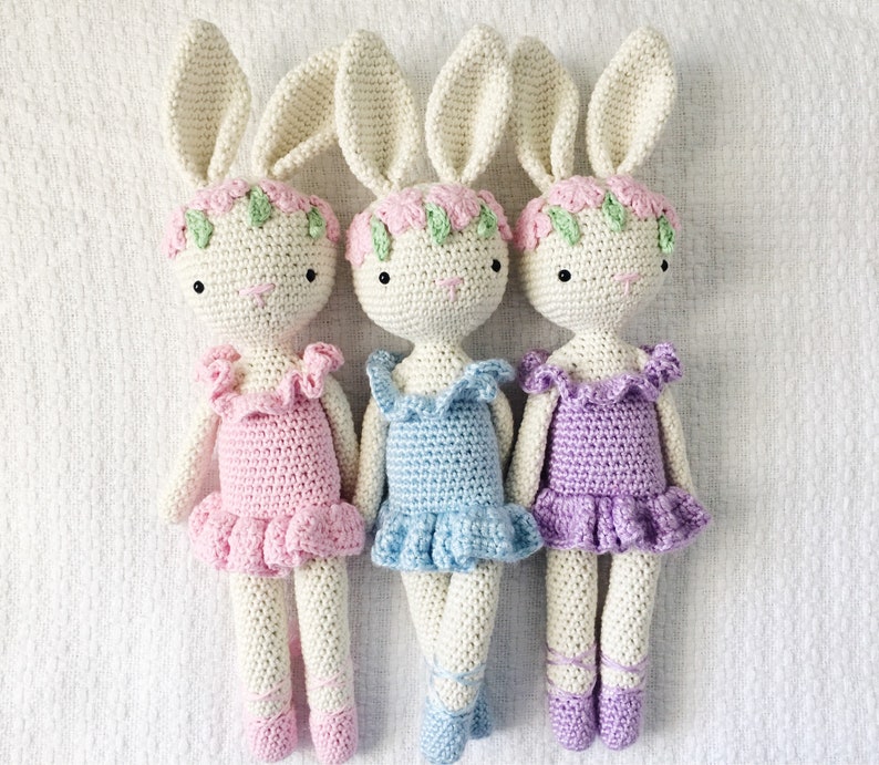 Ballerina bunny crochet handmade toy image 1