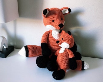 Fox toy  (large and mini) crochet handmade