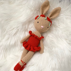 Ballerina bunny crochet handmade toy image 4