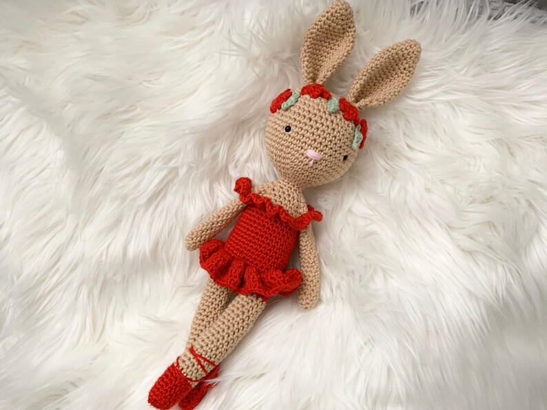 Ballerina bunny crochet handmade toy image 4