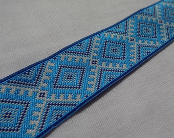 Weiß und blau Jacquard Band, ukrainische geometrische Jacquard Band trim Bulk Stock