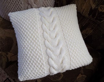 Cable knit pillow | Etsy Gray & Cream Knitted Pillow Cover in