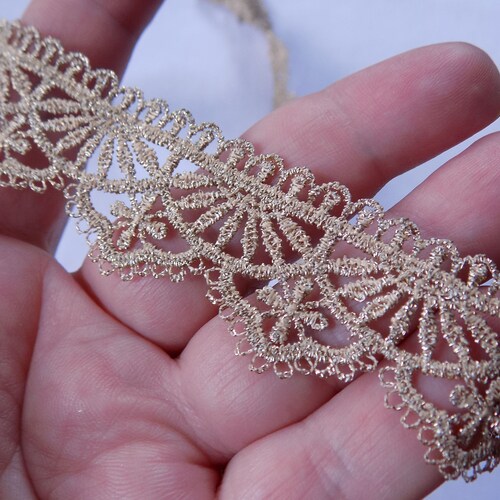 Gold Lace Trim by the Yard 25 Mm Venice Lace Trim Metallic Etsy