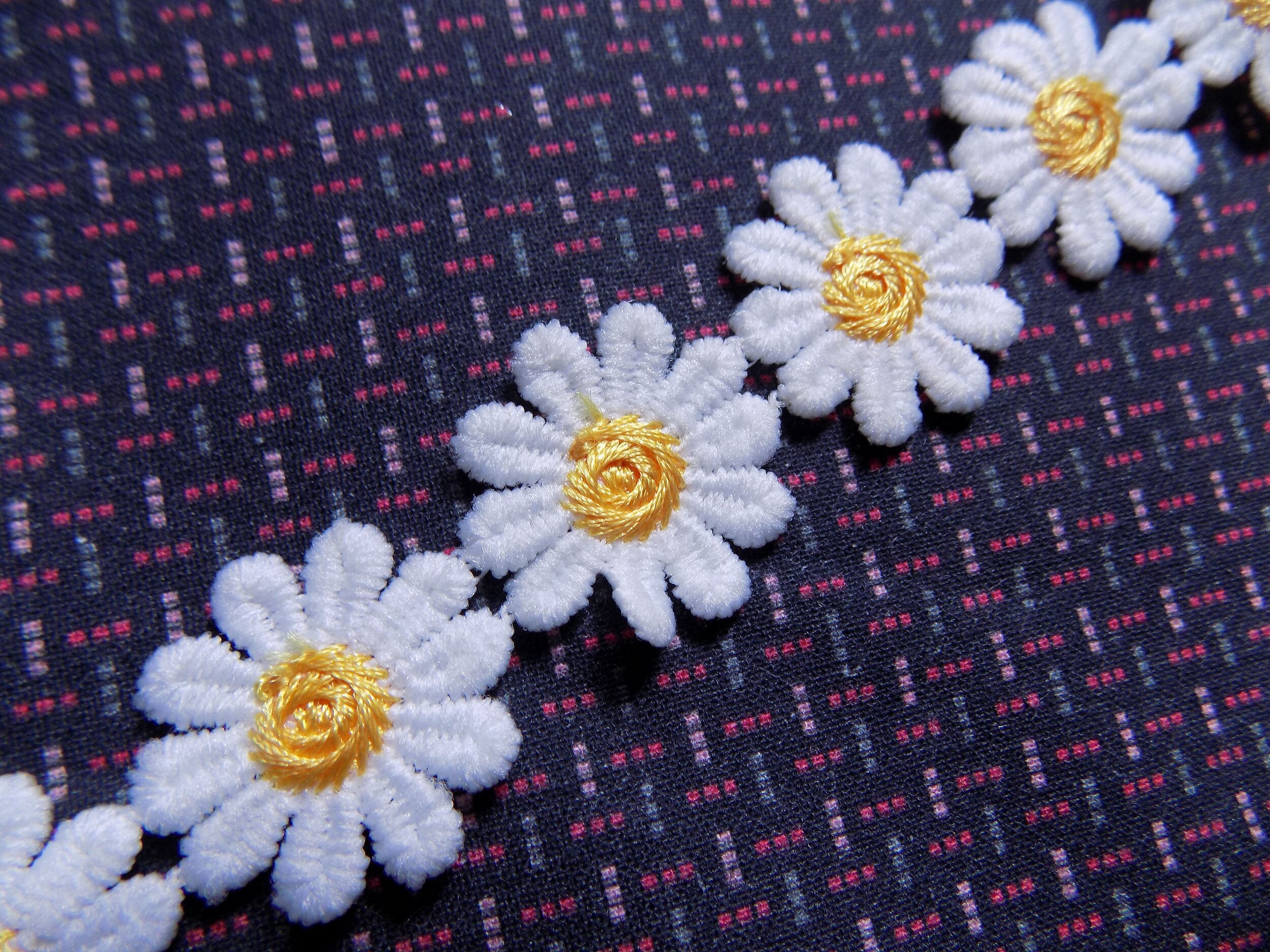 White daisy trim by the yard 23 mm floral embroider applique Etsy