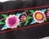 Black floral embroidered trim, Decorative tape,
