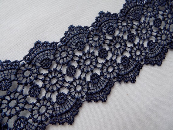 Dark Navy Blue Venise Lace Trim by the Yard 55 Mm Etsy Canada