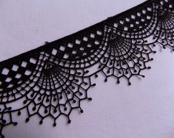 Black Venice Lace Trim by the yard, 55 mm cobweb spider lace