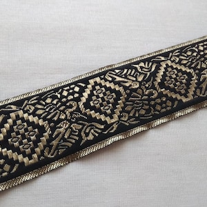 Schwarzes und goldenes Jacquardband, geometrische Jacquard borte bulk stock