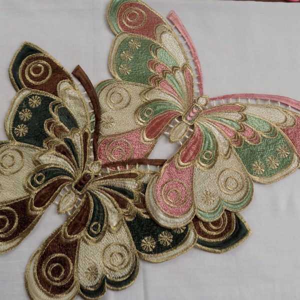 Extra large butterfly applique, 35 cm wide, Pink and Brown butterfly Sew on patch