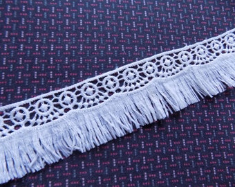 Off White lace fringe trim, 40 mm Curtain edge lace, Ethnic tassel trim