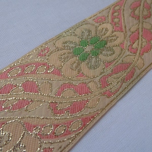 Pastel Floral jacquard ribbon with flowers, jacquard trim by the yard