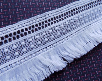 Off White lace fringe trim, 65 mm Curtain edge lace, Ethnic tassel trim