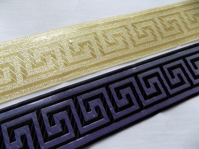 Greek Key Jacquard Ribbon Trim by the Yard 50 Mm Black and Etsy