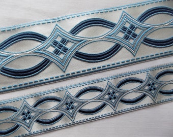 Blue Curtain trim tape, 45 mm / 85 mm wide woven ribbon trim by the yard, Tape trim for curtains