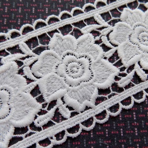 Off White Lace Trim by the yard,  65 mm Floral lace trim, Insertion lace