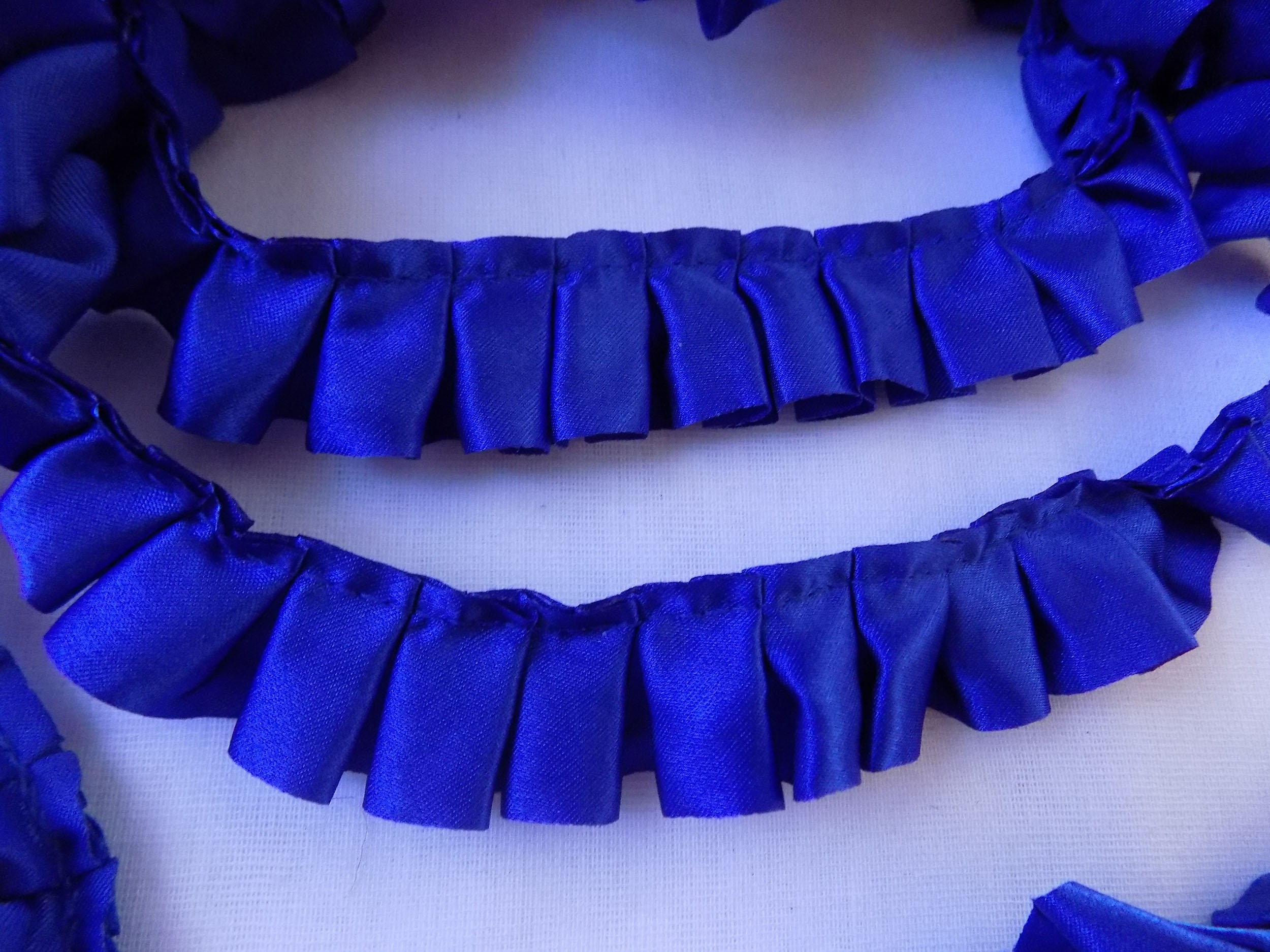 Box pleated satin ribbon trim 25 mm 1 in Blue Satin ribbon Etsy