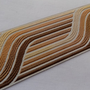 Brown, copper and cream Curtain trim tape, 70 mm wide woven ribbon trim by the yard, Tape trim for curtains