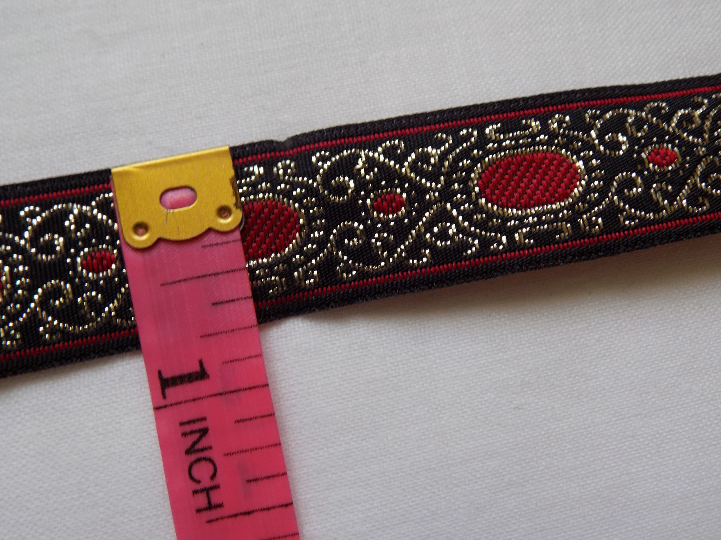 Black, Red and Gold Jacquard Ribbon, Jacquard Trim by the