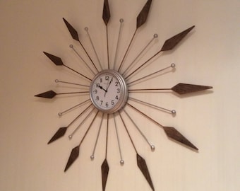 Mid-Century Modern Sunburst Wall Clock