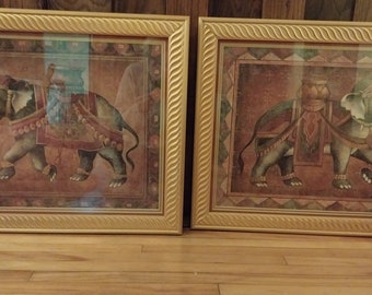 Set Of Two Elephant Paintings