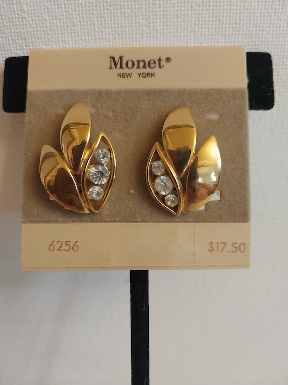 Monet Gold Tone Leaf Clip-Ons