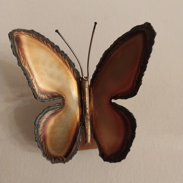Metal Butterfly On Wood Base