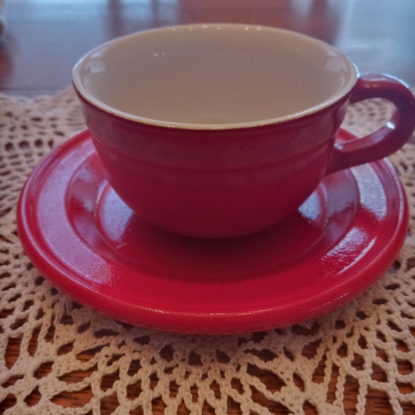 Red Coffee Cup And Saucer