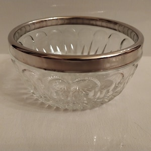 Lead Crystal Bowl With Silver Plated Rim
