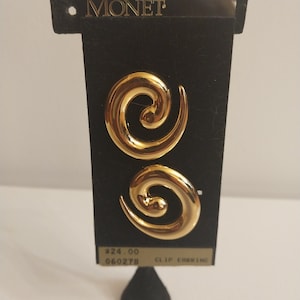 Monet Gold Tone Swirl Clip-Ons