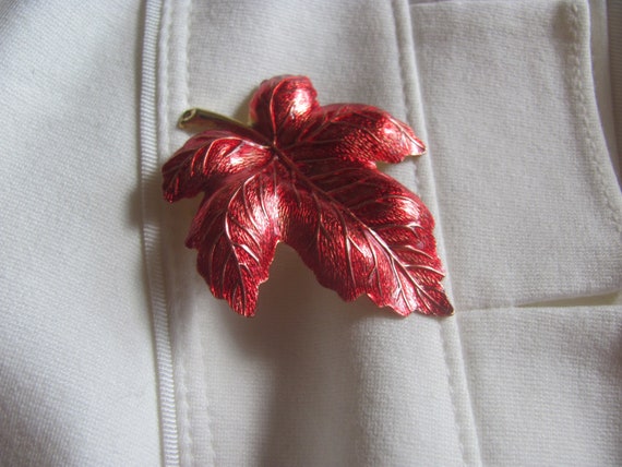 Scarlet Leaf Brooch - image 6