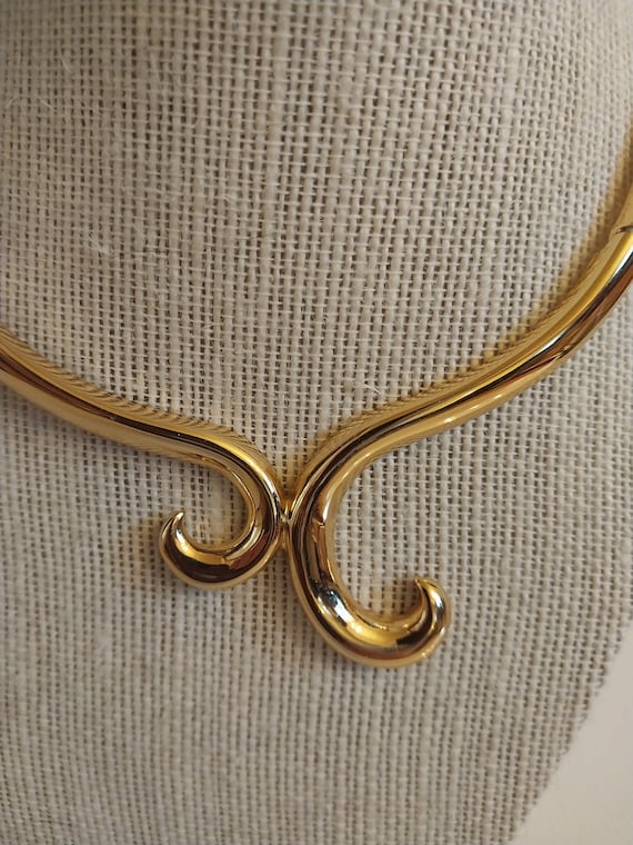 Monet Gold Tone Choker Style Necklace - image 3