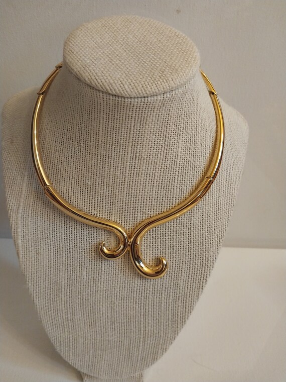 Monet Gold Tone Choker Style Necklace - image 2
