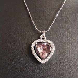 Pale Pink Stone Heart Shaped Necklace