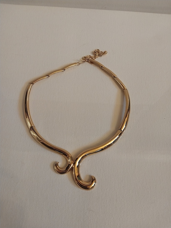 Monet Gold Tone Choker Style Necklace - image 1