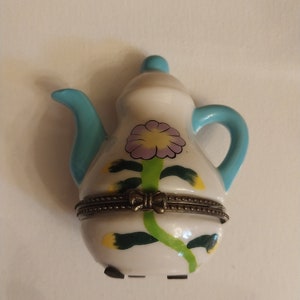 Teapot Trinket Box With Flower Design