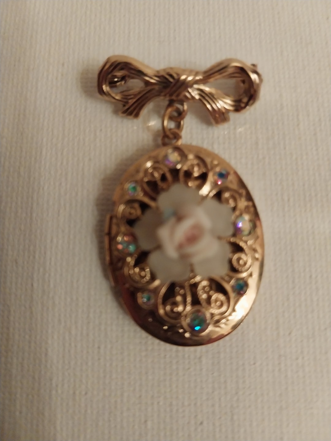 1928 Brand Floral Locket Brooch Etsy