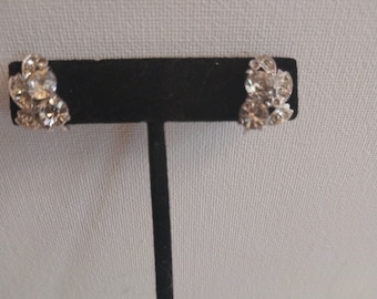 Vintage strass blad clip-on oorbellen