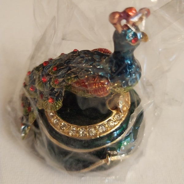 Bejeweled Peacock Trinket Box