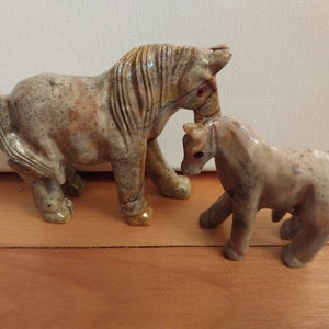 Mare And Pony Marble Figurines
