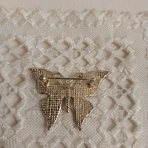 Black/Cream/Gold Tone Enamel Butterfly Pin
