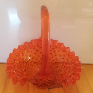 Fenton Hobnail Orange Red Basket