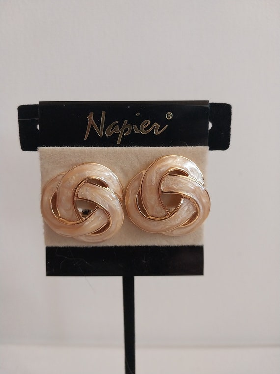 Napier Cream/Beige Knotted Twist Earrings