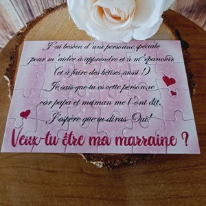 Puzzle en carton pour demande Marraine