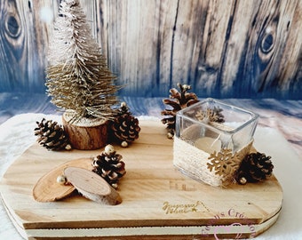 Centre de table bois Noël - Jour de l'an / décoration de table ou autre avec une bougie