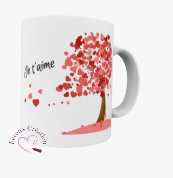 Mug Blanc - Mug Amour Chaque Battement de Mon Cœur Est Un Je T'aime Que T'envoie Arbre Cœurs Personn