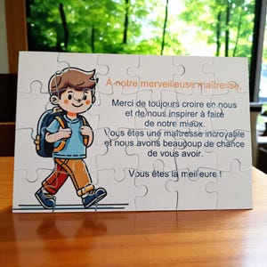 Puzzle Merci Maîtresse - Cadeau Maîtresse - Cadeau fin d'année scolaire