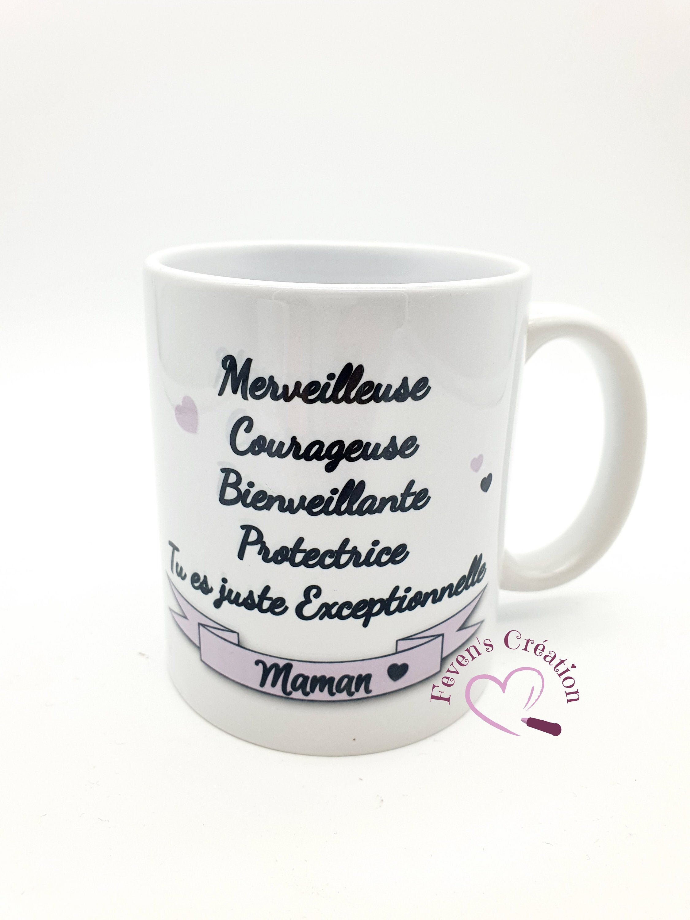 Mug Blanc - Qualités Maman | Merveilleuse, Courageuse, Protectrice... Personnalisable