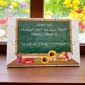 Puzzle Merci Atsem - Cadeau Maîtresse - Cadeau fin d'année scolaire