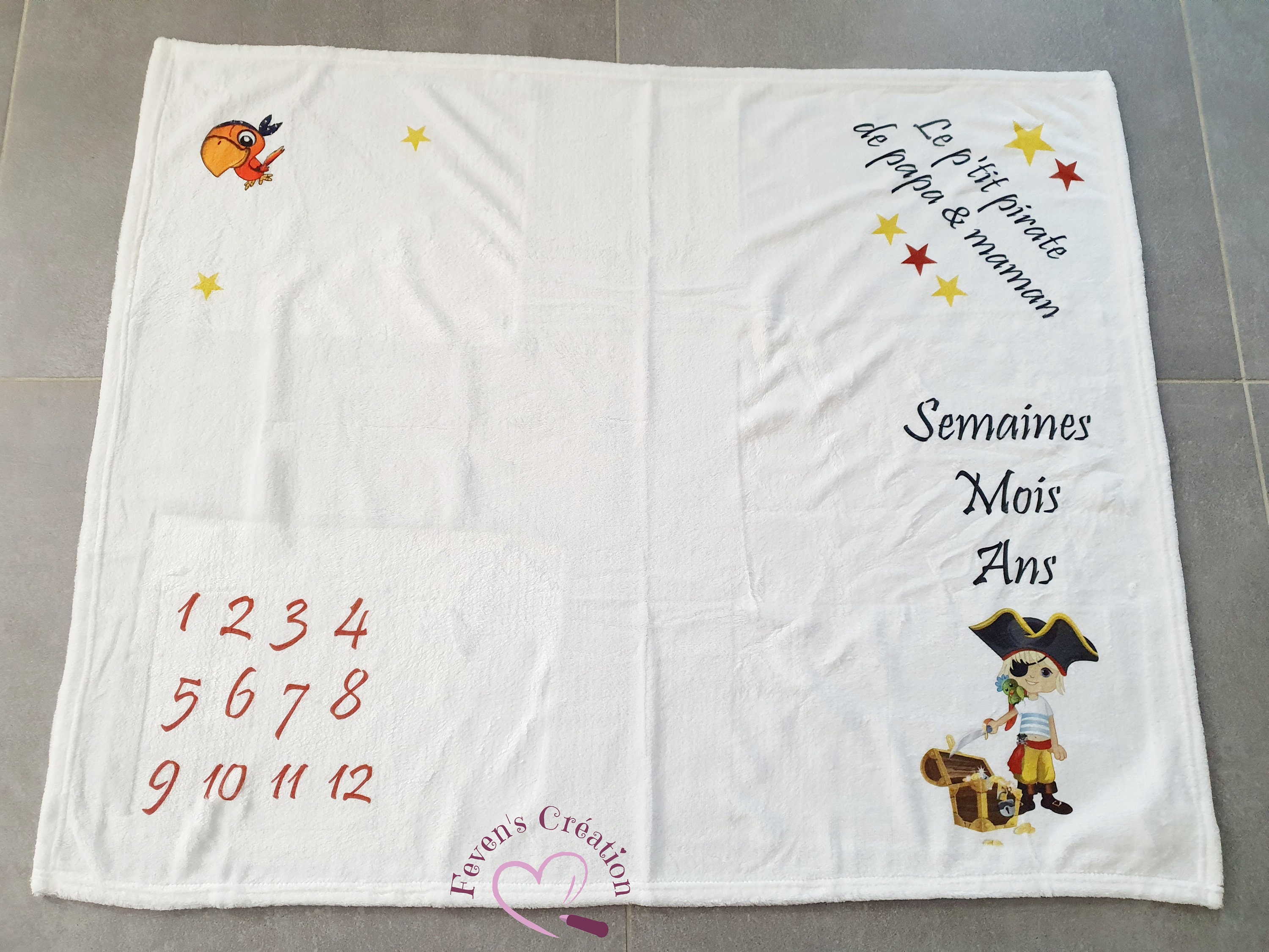 Couverture étape bébé personnalisée Animaux Pirates