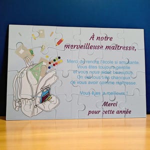 Puzzle Merci Maîtresse - Cadeau Maîtresse - Cadeau fin d'année scolaire